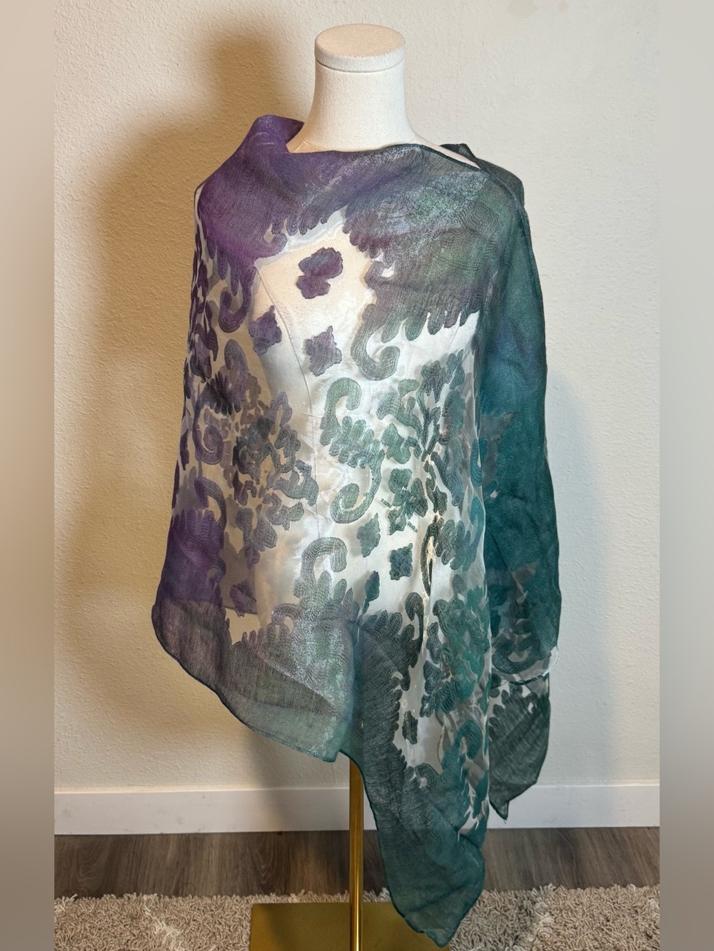 NWT Spain in America Burnout Poncho Purple/Emerald Combination One Size